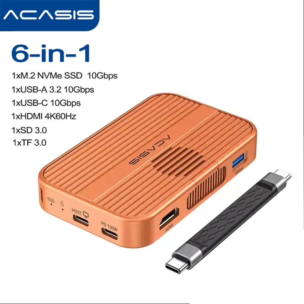 Hub Magnético Acasis 6 em 1 + Case SSD NVMe MagSafe – Edição iPhone 15/16/17 Pro & Max