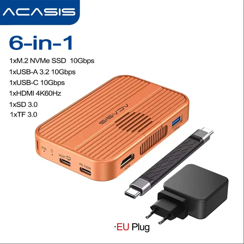 Hub Magnético Acasis 6 em 1 + Case SSD NVMe MagSafe – Edição iPhone 15/16/17 Pro & Max