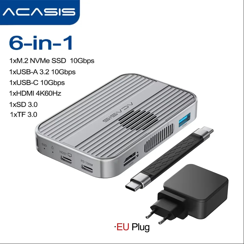 Hub Magnético Acasis 6 em 1 + Case SSD NVMe MagSafe – Edição iPhone 15/16/17 Pro & Max