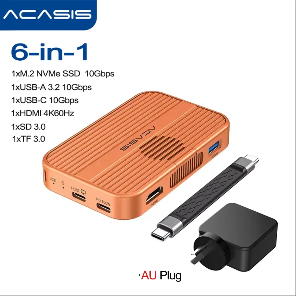Hub Magnético Acasis 6 em 1 + Case SSD NVMe MagSafe – Edição iPhone 15/16/17 Pro & Max