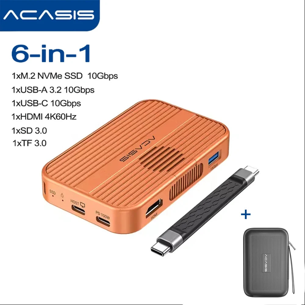 Hub Magnético Acasis 6 em 1 + Case SSD NVMe MagSafe – Edição iPhone 15/16/17 Pro & Max
