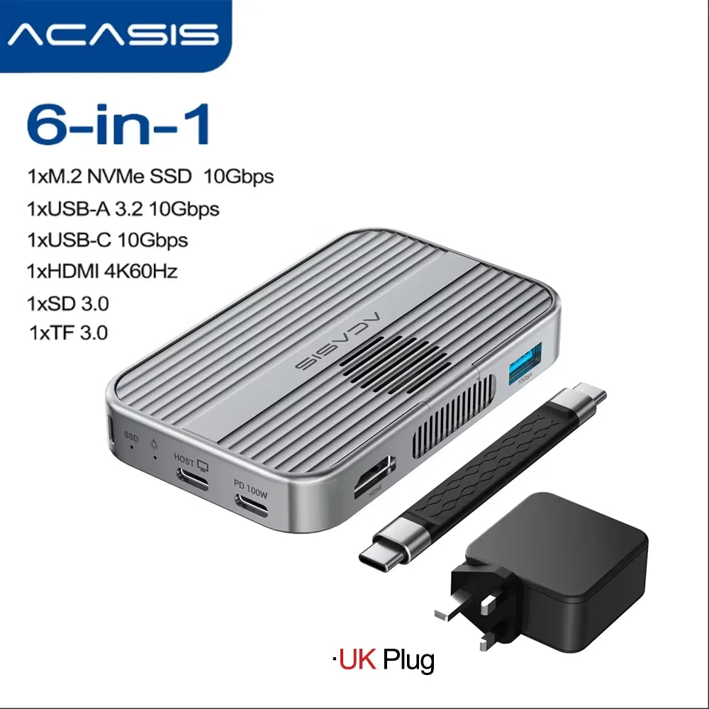 Hub Magnético Acasis 6 em 1 + Case SSD NVMe MagSafe – Edição iPhone 15/16/17 Pro & Max