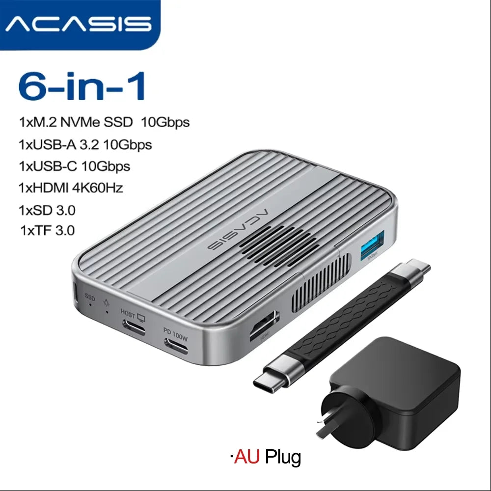 Hub Magnético Acasis 6 em 1 + Case SSD NVMe MagSafe – Edição iPhone 15/16/17 Pro & Max