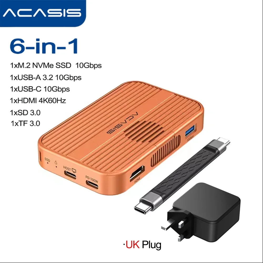 Hub Magnético Acasis 6 em 1 + Case SSD NVMe MagSafe – Edição iPhone 15/16/17 Pro & Max