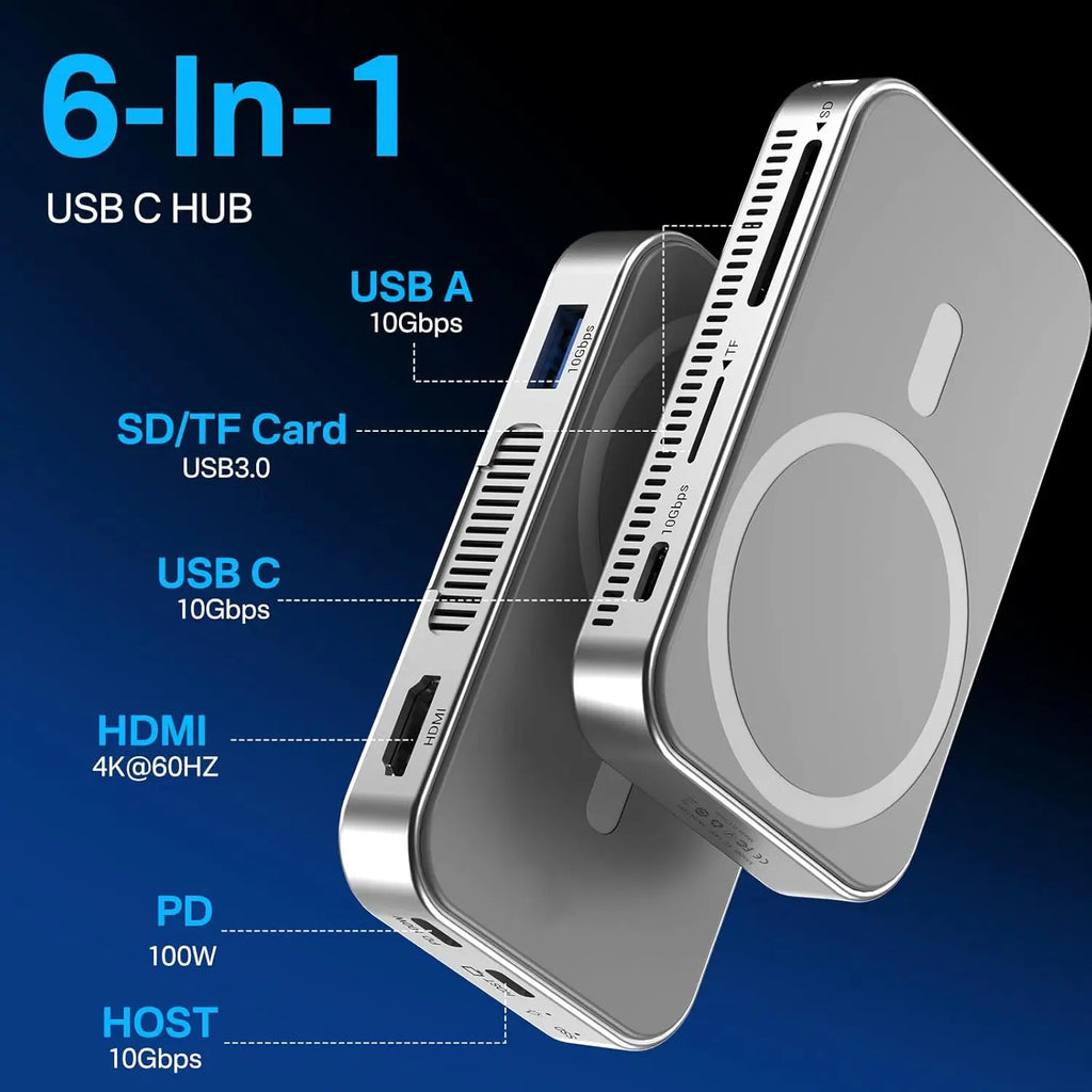 Hub Magnético Acasis 6 em 1 + Case SSD NVMe MagSafe – Edição iPhone 15/16/17 Pro & Max