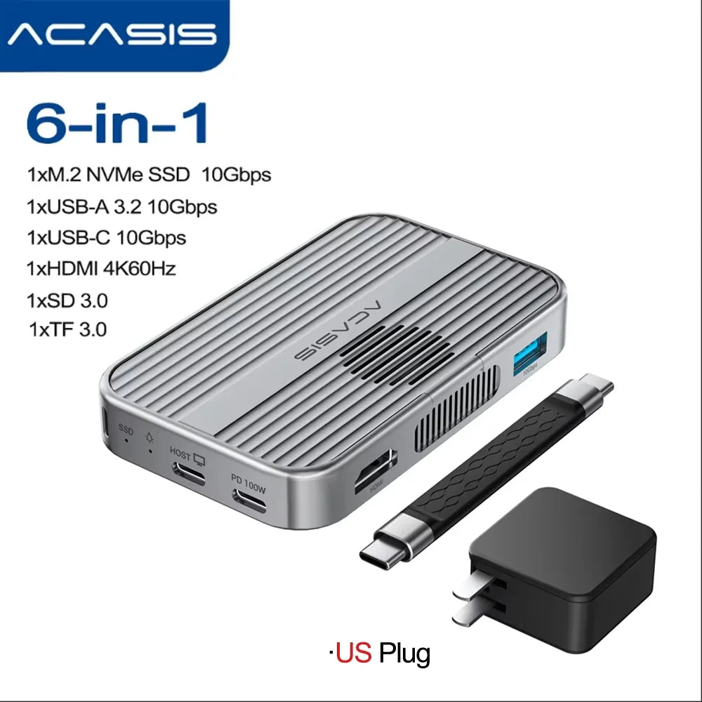 Hub Magnético Acasis 6 em 1 + Case SSD NVMe MagSafe – Edição iPhone 15/16/17 Pro & Max