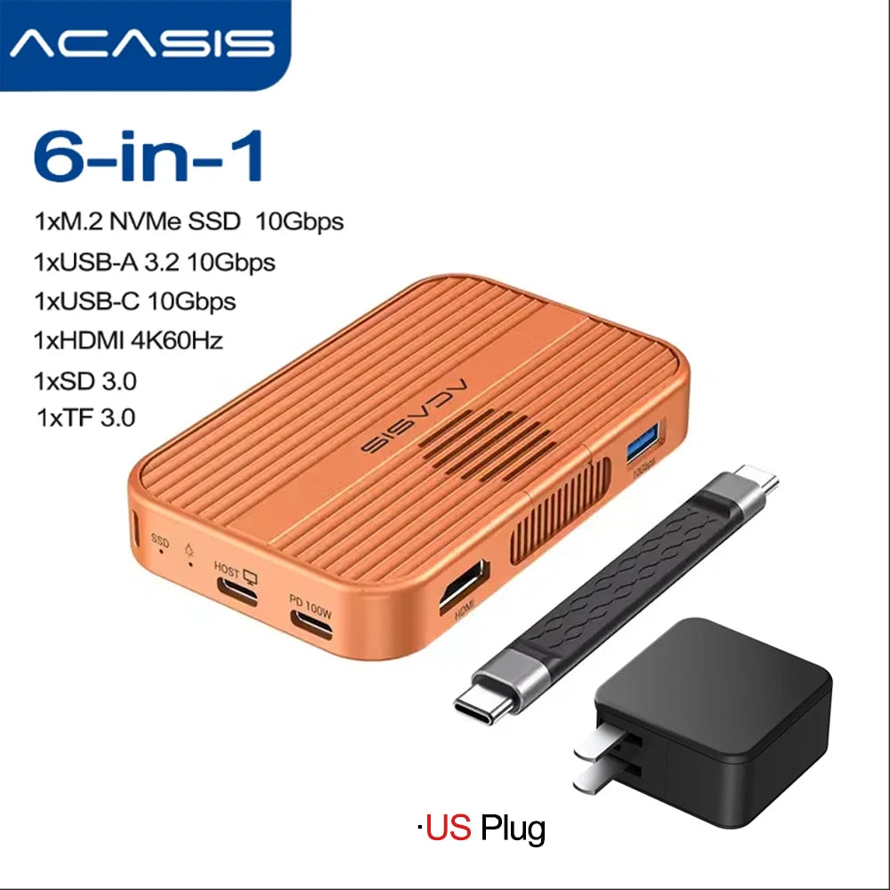 Hub Magnético Acasis 6 em 1 + Case SSD NVMe MagSafe – Edição iPhone 15/16/17 Pro & Max
